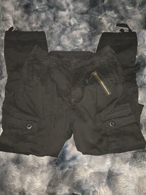 Women's Black Cargo Pants with Zip Pocket